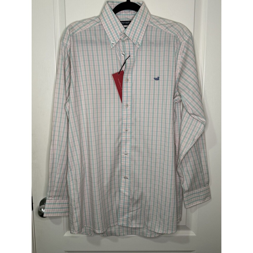 Southern Marsh Men’s Small Idlewild Gingham Performance Button Down Shirt NWT
